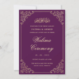 Convites Casamento Muçulmano Islâmico Dourado de Walima Pur