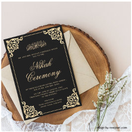 Convites Casamento Muçulmano Islâmico Dourado Negro