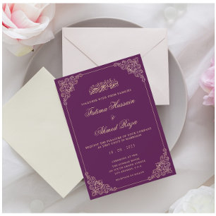 Convites Casamento Muçulmano Islâmico Dourado Nikah Purple