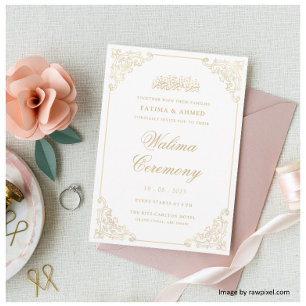 Convites Casamento Muçulmano Islâmico Elegante Walima Doura