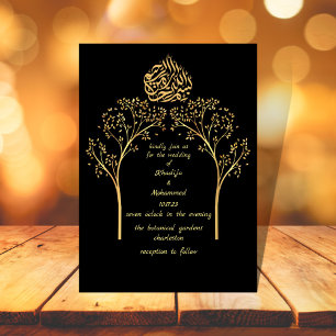 Convites Casamento muçulmano negro e elegante