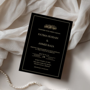 Convites Casamento Muçulmano Negro Islâmico Elegante