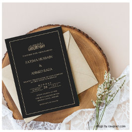 Convites Casamento Muçulmano Negro Islâmico Elegante