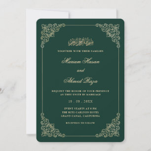 Convites Casamento Muçulmano Ornamentado Vitoriano Dourado
