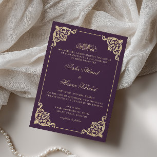 Convites Casamento Muçulmano Roxo Dourado Barroco Vitoriano