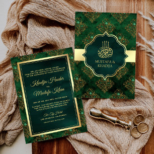 Convites Casamento Muçulmano Russo Dourado Emerald Green D