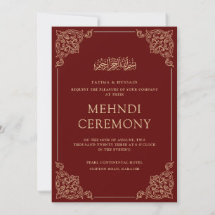Convites Casamento Muçulmano Vermelho Islâmico Mehndi Burgu