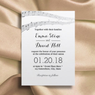 Convites Casamento Musical de Notas de Música Elegante