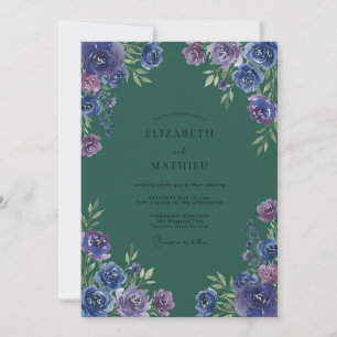 Convites Casamento Muted Eucalyptus Ranunculus Azul Teal Âm