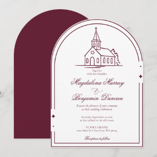 Convites Casamento na Capela Cristã Merlot Borgonha