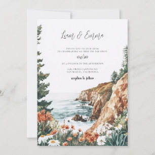Convites Casamento na Costa da Califórnia Big Sur aquarela