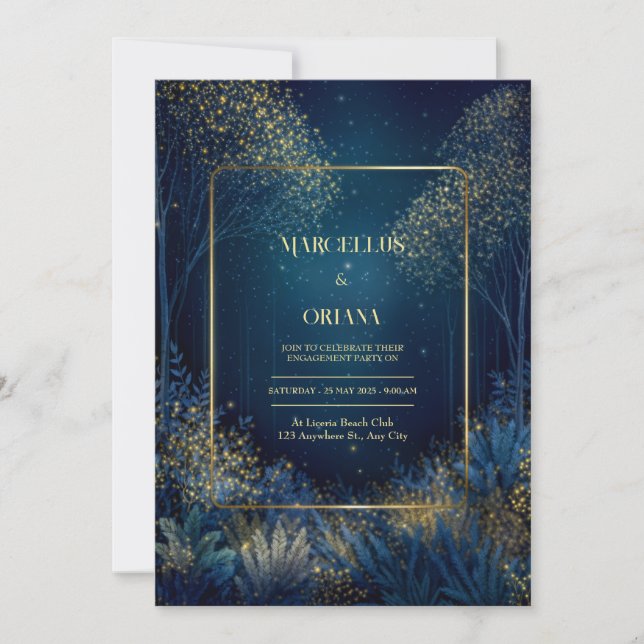 Convites Casamento na Encantada Floresta da Meia-Noite (Frente)