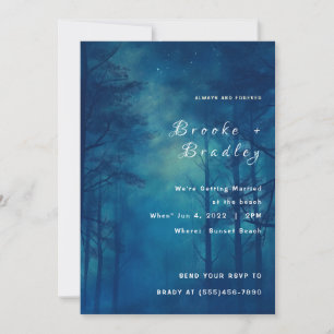 Convites Casamento na Floresta Azul Meia-Noite