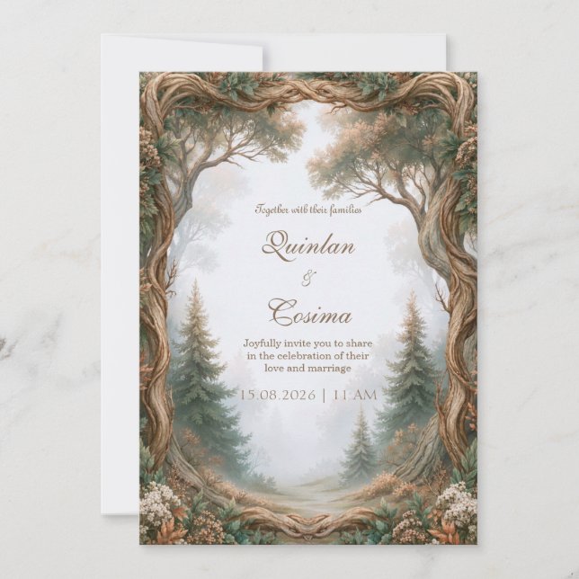 Convites Casamento na Floresta da Árvore Torcida (Frente)