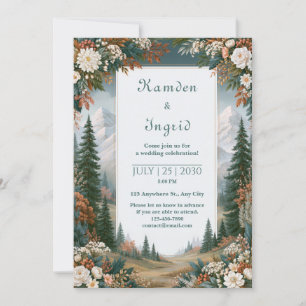 Convites Casamento na Floresta da Montanha Nevada