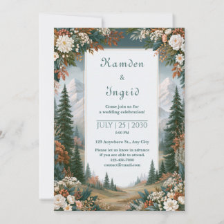 Convites Casamento na Floresta da Montanha Nevada