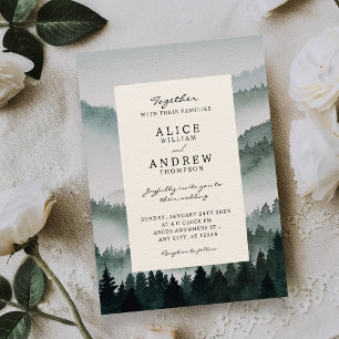 Convites Casamento na floresta da natureza em aquarela esté