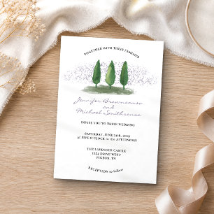 Convites Casamento na Floresta de Lilás Verde Esmeralda na