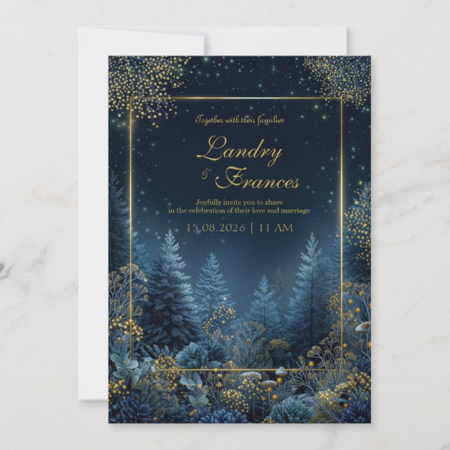 Convites Casamento na Floresta Encantada da Meia-Noite (Frente)
