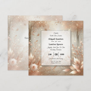 Convites Casamento na Floresta Encantada de Rosewood Dourad