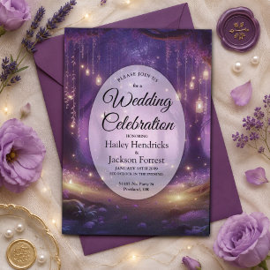 Convites Casamento na Floresta Encantada de Violeta à Meia-