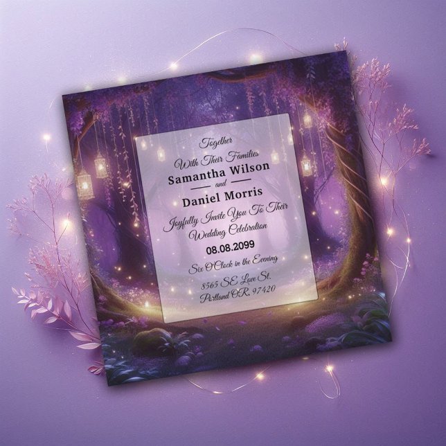 Convites Casamento na Floresta Encantada de Violeta à Meia- (Criador carregado)