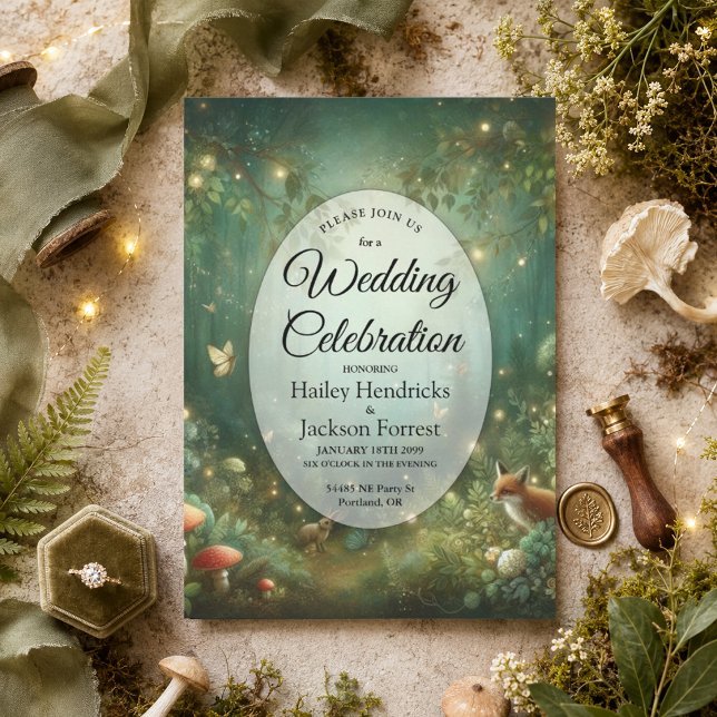 Convites Casamento na Floresta Encantada Esmeralda Verde (Criador carregado)