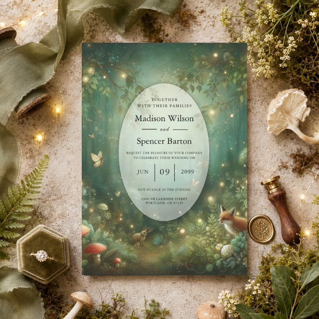 Convites Casamento na Floresta Encantada Esmeralda Verde (Criador carregado)