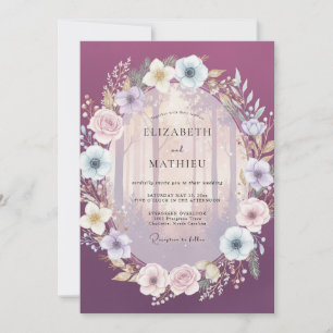 Convites Casamento na Floresta Plum Misty