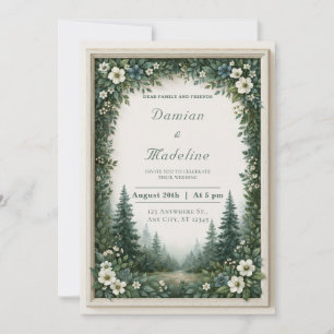 Convites Casamento na Floresta Verde e Nebulosa