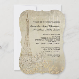 Convites Casamento Na moda de Glam Vintage Paris