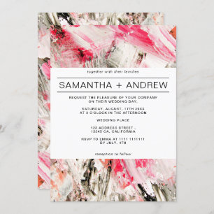 Convites Casamento na moda do abstrato cor-de-rosa moderno