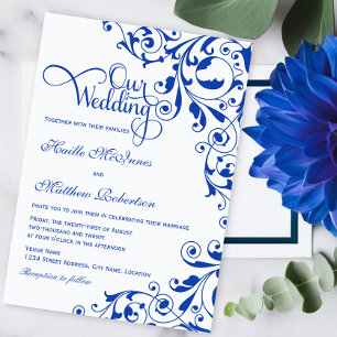 Convites Casamento Na moda Royal Blue Swirls