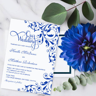Convites Casamento na moda Royal Blue Swirls