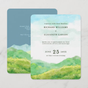 Convites Casamento na Montanha com Aquarela