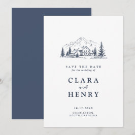 Convites Casamento na Montanha Navy Save the Date