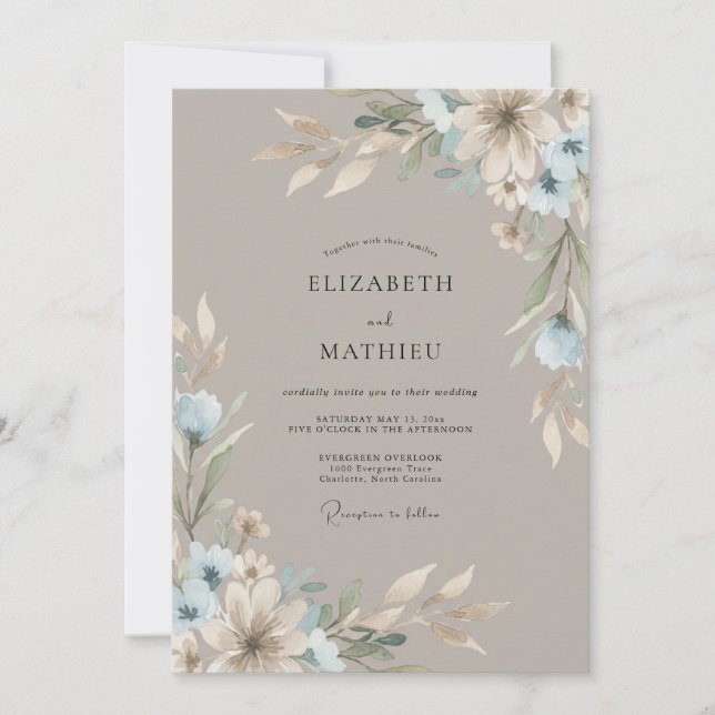 Convites Casamento na Natureza em Tons de Taupe (Frente)