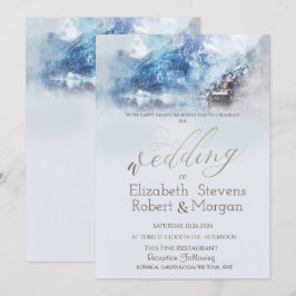Convites Casamento na Neve do Lago Winter Mountain