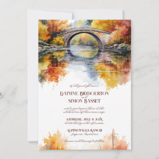 Convites Casamento na Ponte da Floresta de Outono