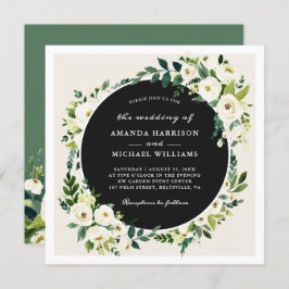 Convites Casamento na Praça Floral de Ivory White Greenery
