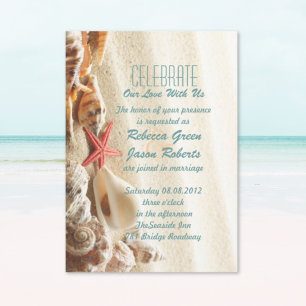 Convites casamento na praia areia do oceano conchas elegant