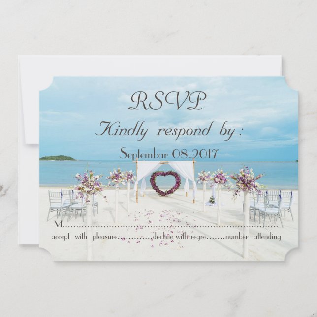 Convites Casamento na Praia Arvorismo Floral RSVP (Frente)