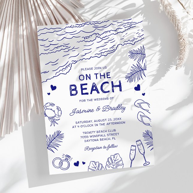 Convites Casamento na Praia Caprichoso com Rabiscos (Criador carregado)