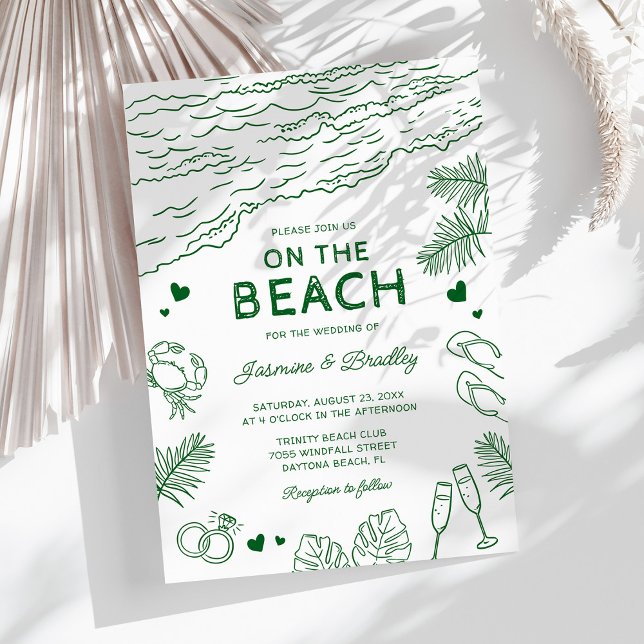 Convites Casamento na Praia Caprichoso Doodle (Criador carregado)