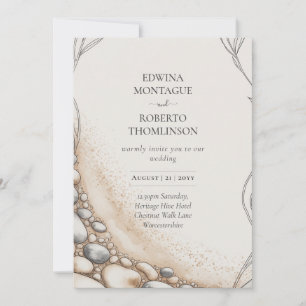Convites Casamento na Praia com Areia e Seixos da Heritage