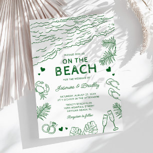 Convites Casamento na Praia com Desenhos Caprichosos