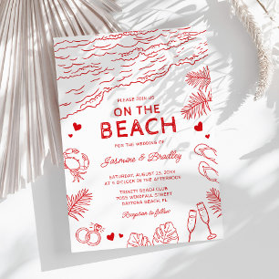 Convites Casamento na Praia com Desenhos Caprichosos