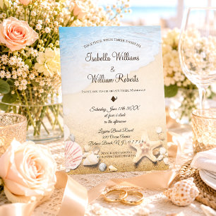 Convites Casamento na Praia com Estrela-do-Mar Tropical