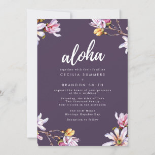Convites Casamento na Praia com Flores Tropicais do Havaí