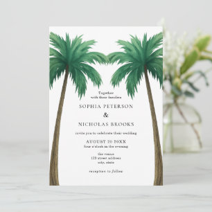 Convites Casamento na Praia com Foto Minimalista de Palmeir